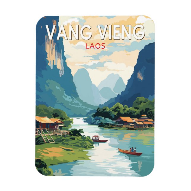 Vang Vieng Laos Reisen Vintag Magnet (Vertikal)