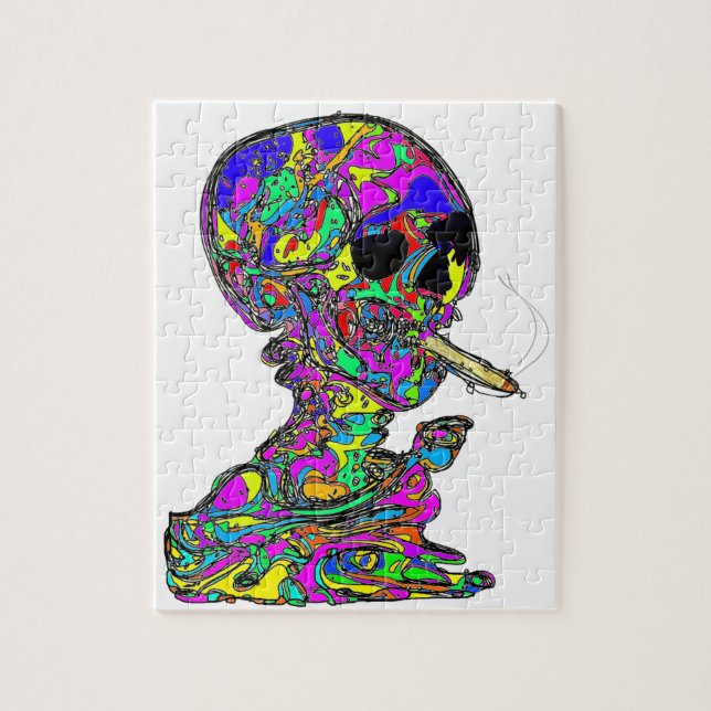 VanGogh's Calavera Skull Rauchen Zigarette Puzzle (Vertikal)