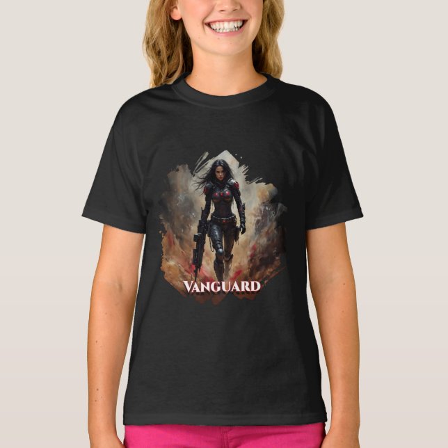 Vanguard – Futuristische Kriegerin T-Shirt (Vorderseite)
