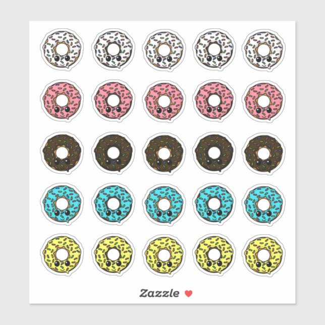 Vanilla and Chocolate Donuts mit Zuckerguss Sprink Aufkleber (Blatt)