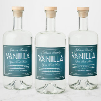 Vanilla-Aquamarine und weiße Flasche Alkoholflaschenetikett