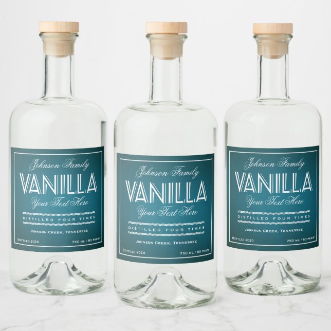 Vanilla-Aquamarine und weiße Flasche Alkoholflaschenetikett (Flaschen)
