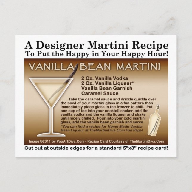 Vanilla Bean Martini Rezept Postkarte (Vorderseite)