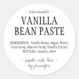 Vanilla Bean Paste Flasche, hausgemachte Extrakt Runder Aufkleber