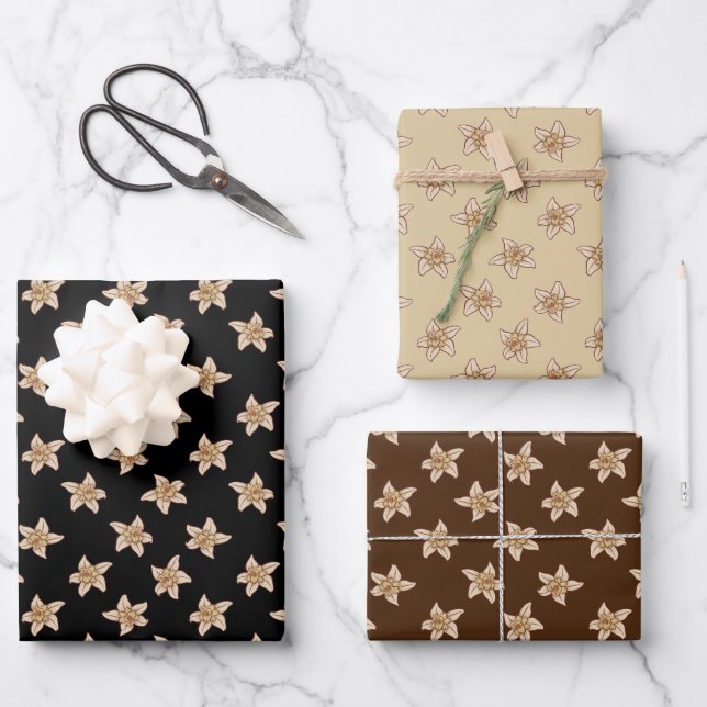 Vanilla Blume Muster Geschenkpapier Set (Vorderseite)