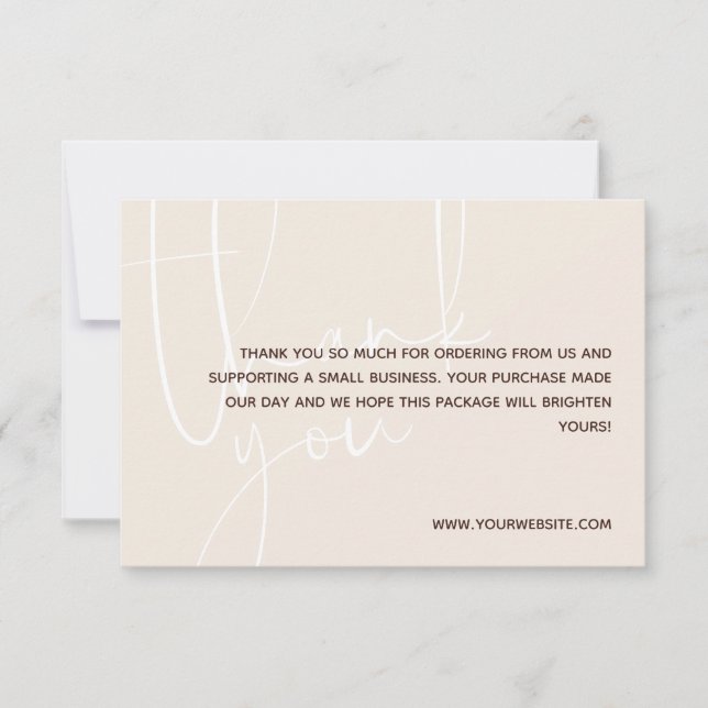 Vanilla & Brown White Script Vielen Dank für Ihre  Dankeskarte (Vorderseite)