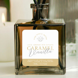 Vanilla Caramel, braunes Schilfdiffusor-Etikett Quadratischer Aufkleber