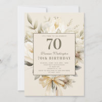 Vanilla Cream Floral 70. Geburtstag schicke Einlad