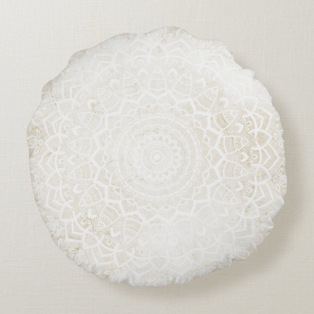 Vanilla Cream Mandala Round Cushion Rundes Kissen (Rückseite)