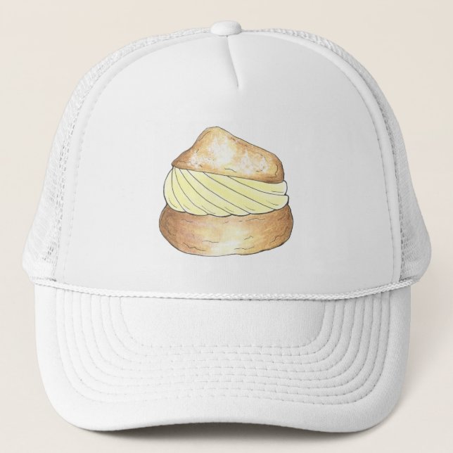 Vanilla Cream Puff Konditorei Koch Choux Bun Desse Truckerkappe (Vorderseite)