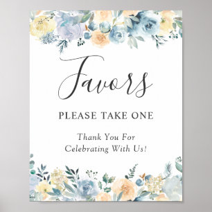 Vanilla Dusty Blue Floral Gastgeschenke Hochzeiten Poster