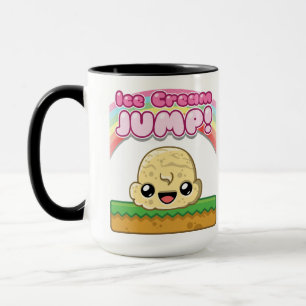 Vanilla-Eisportion mit Eiscreme-Sprung-Text Tasse
