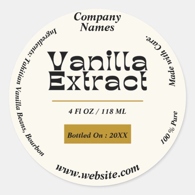 Vanilla Extract Anpassen der Labelrunde Runder Aufkleber (Vorderseite)