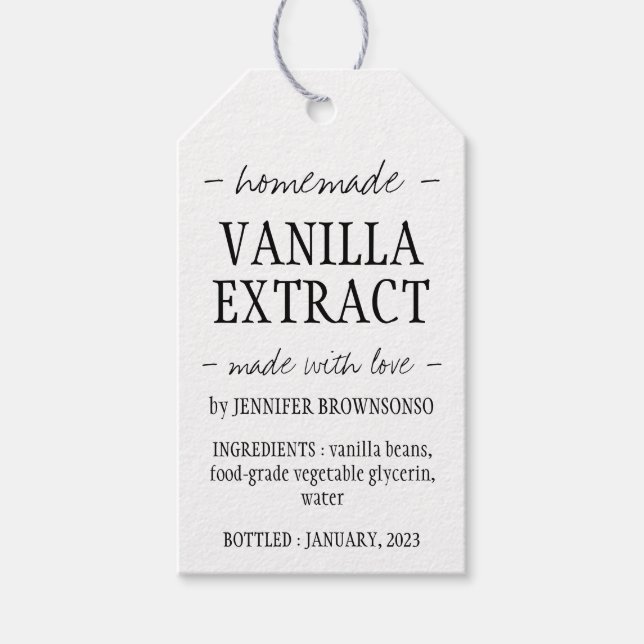 Vanilla Extract Flasche, hausgemachte Marke Geschenkanhänger (Vorderseite)