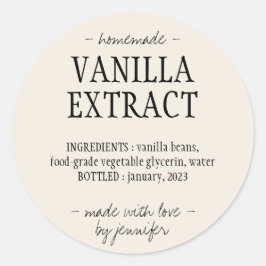Vanilla Extract Flasche hausgemachtes Getränk Crem Runder Aufkleber