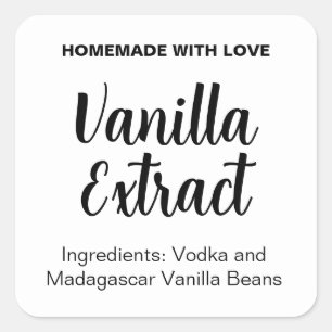 Vanilla Extract Label VE022_01sq anpassen Quadratischer Aufkleber