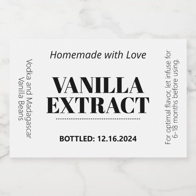 Vanilla Extract Modern Label Aufkleber VAF1rt (Einzelnes Label)