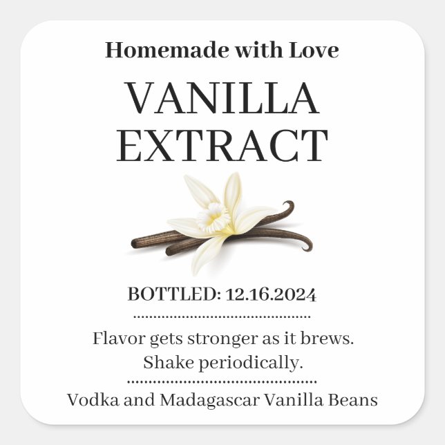 Vanilla Extract Modern Label Sticker V4 (Vorderseite)