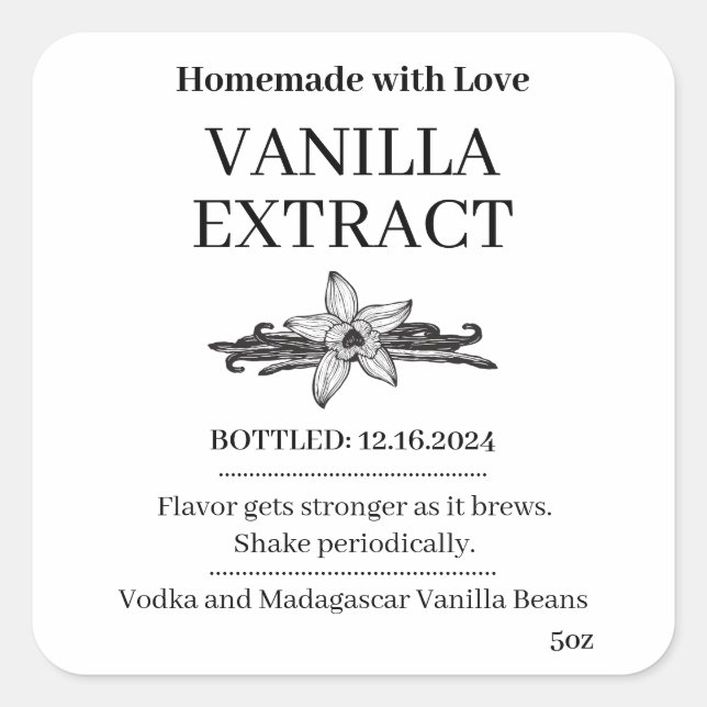 Vanilla Extract Modern Label Sticker V4 (Vorderseite)