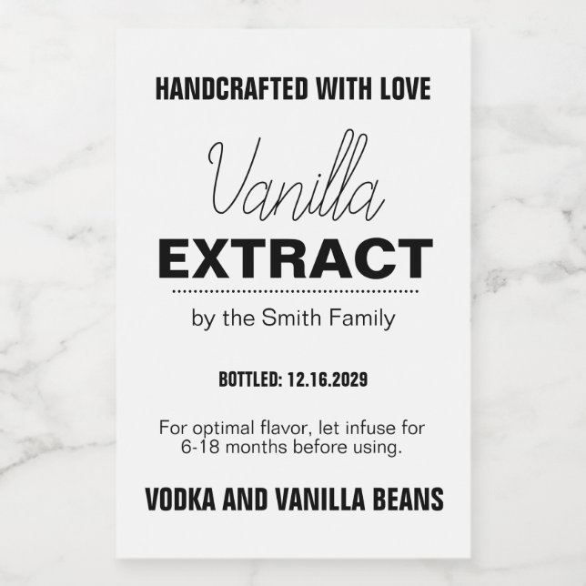 Vanilla Extract Modern Label Sticker VLL1rt Weinetikett (Einzelnes Label)