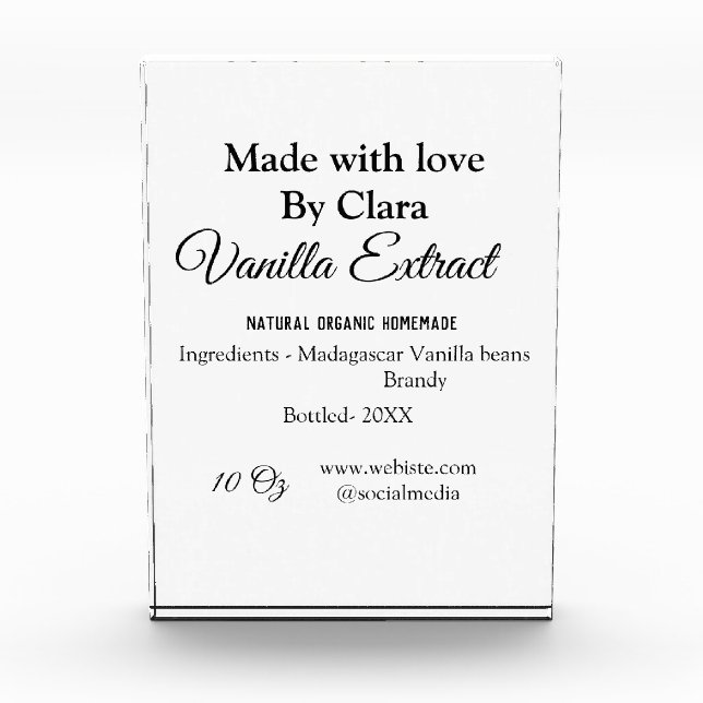 Vanilla Extrakt hausgemacht Zutaten Gewicht de Fotoblock (Vorderseite)