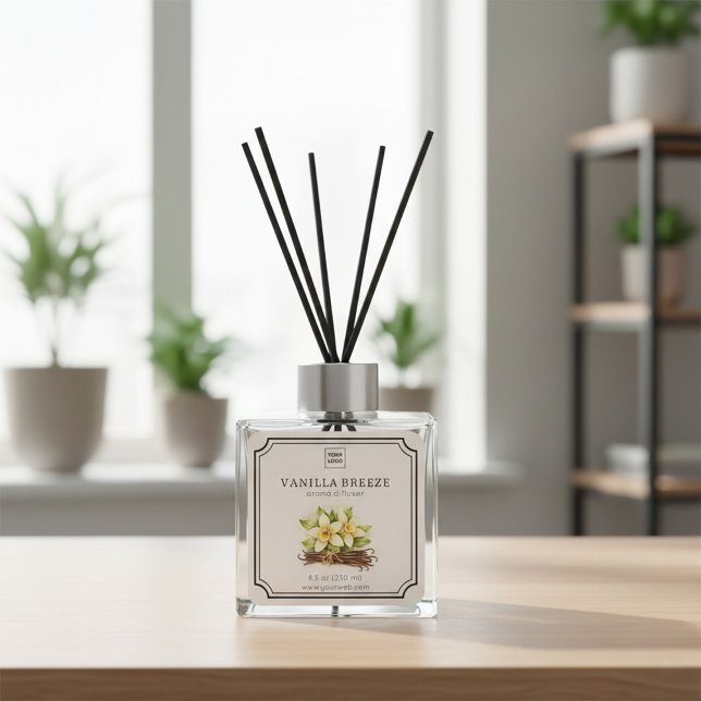 Vanilla Floral Aroma Diffuser Label Quadratischer Aufkleber (Von Creator hochgeladen)