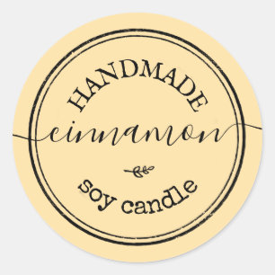 Vanilla Handmade Script Black Border Product Label Runder Aufkleber