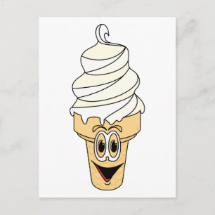 Vanilla Ice Creme Cone Cartoon Postkarte