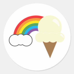 Vanilla Icecreme und -regenbogen Runder Aufkleber