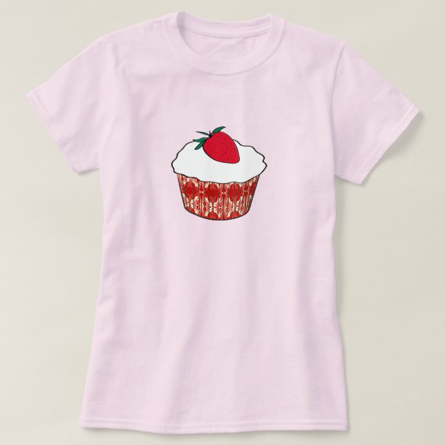 Vanilla-Kuchen mit Erdbeere T-Shirt (Design vorne)