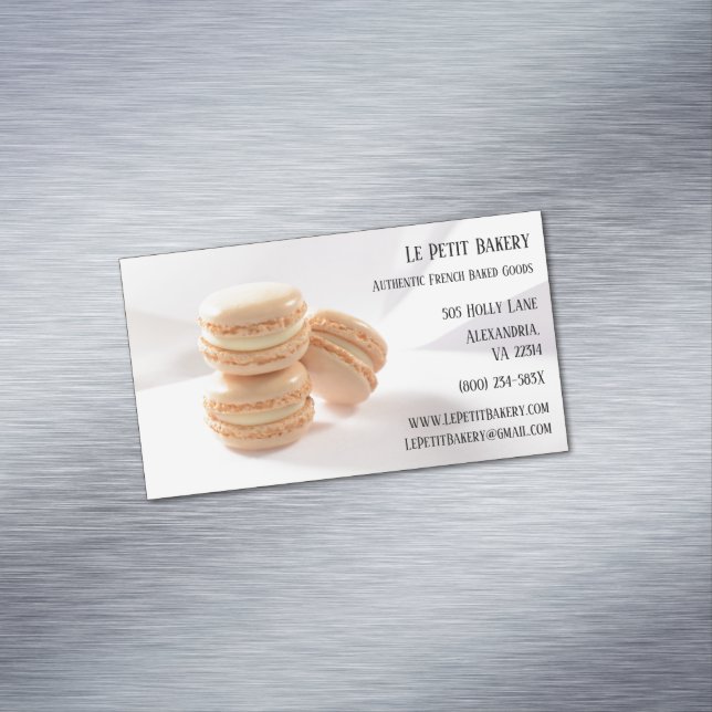 Vanilla Macarons Food Pastry Koch Bäckerei Magnetische Visitenkarte (Beispiel)