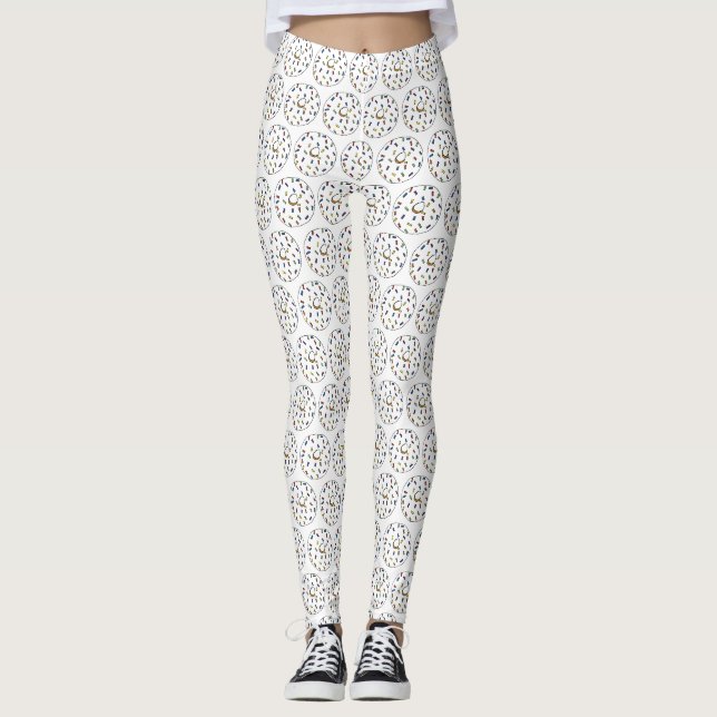Vanilla Mattiert Donut Rainbow Sprinkles Doughnut Leggings (Vorderseite)