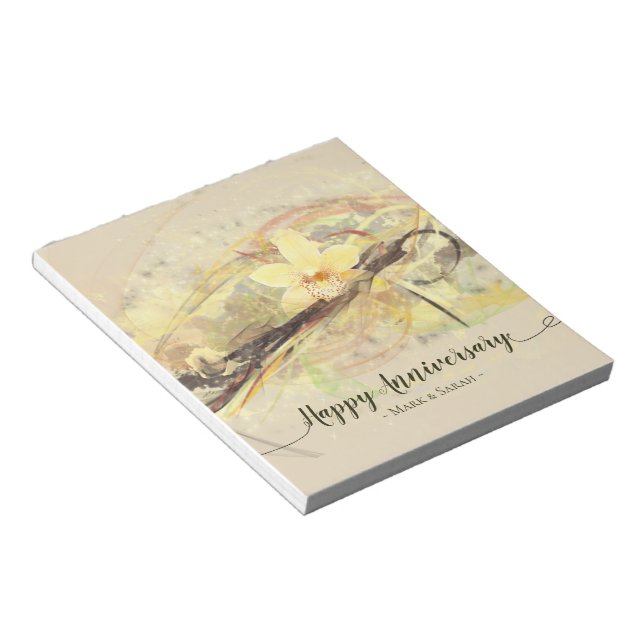 Vanilla Orchid Blume Abstrakte Art Kalligrafie Notizblock (angewinkelt)