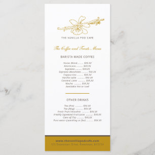 Vanilla pod Blume Café Kaffee und Kuchen Menü Menükarte