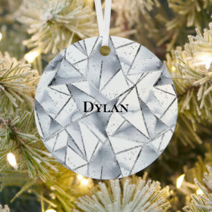 Vanilla Silver Confetti Glitzy Glam Weihnachten Ornament Aus Metall