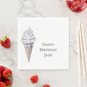 Vanilla Silver Confetti Ice Creme Serviette
