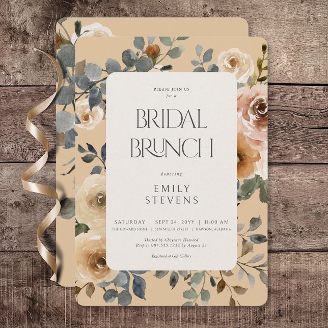 Vanilla White Boho Rose Cream Bridal Brunch Einladung (Vanilla White Boho Roses Cream Bridal Brunch Invitation)
