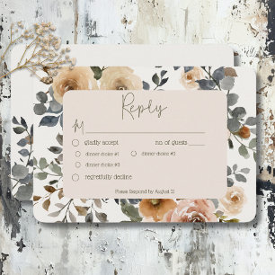 Vanilla White Boho Rose Hochzeitsessen RSVP Karte