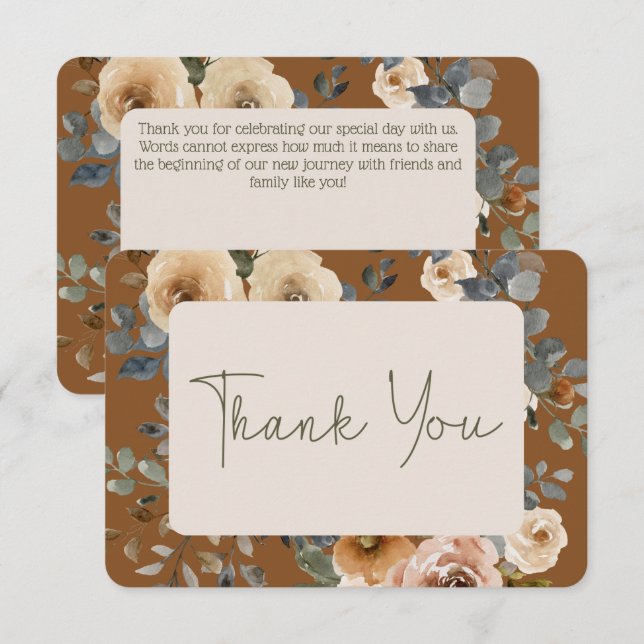 Vanilla White Boho Rose Rust Wedding Dankeskarte (Vorne/Hinten)