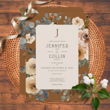 Vanilla White Boho Rose Rust Wedding Einladung