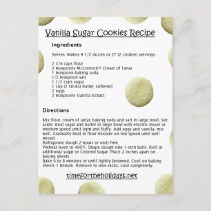Vanilla Zucker Cookies Rezeptionskarten Postkarte