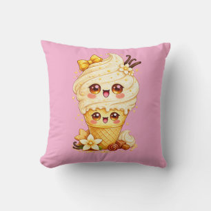 Vanille-Eiscreme-Kegel Kawaii-Kissen Kissen