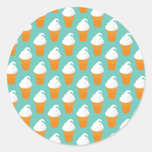 Vanille-Eiscreme-Kegel-Muster Runder Aufkleber