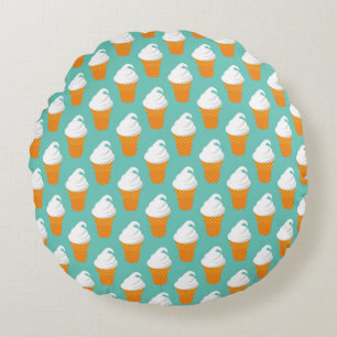 Vanille-Eiscreme-Kegel-Muster Rundes Kissen