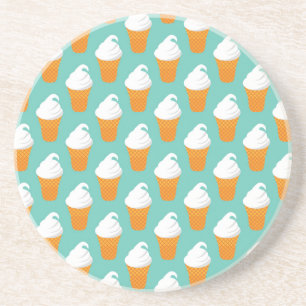 Vanille-Eiscreme-Kegel-Muster Sandstein Untersetzer