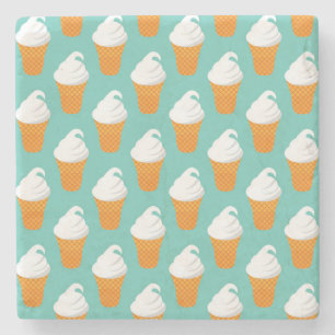 Vanille-Eiscreme-Kegel-Muster Steinuntersetzer