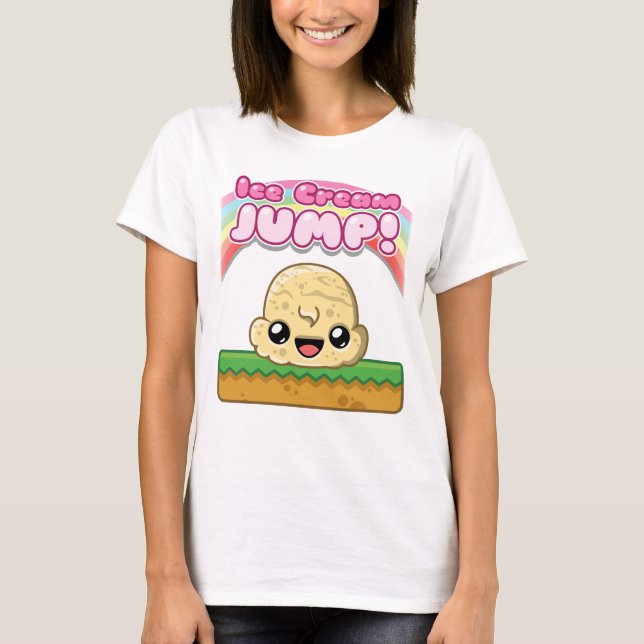 Vanille-Eisportion mit Eiscreme-Sprung-Text T-Shirt (Vorderseite)