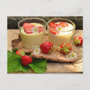 VANILLE-ERDBEER-DESSERT POSTCROSSING POSTKARTE