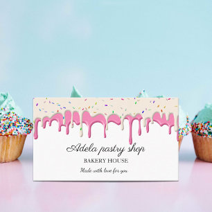 Vanille-Erdbeer-Frosting-Tropfen Visitenkarte