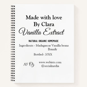 Vanille-Extrakt selbstgemacht Zutaten hinzufügen G Notizbuch